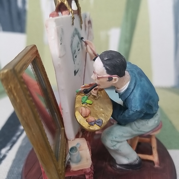 Norman Rockwell Triple Self-Portrait Figurine 1999 90's Grossman Creations - Picture 5 of 15